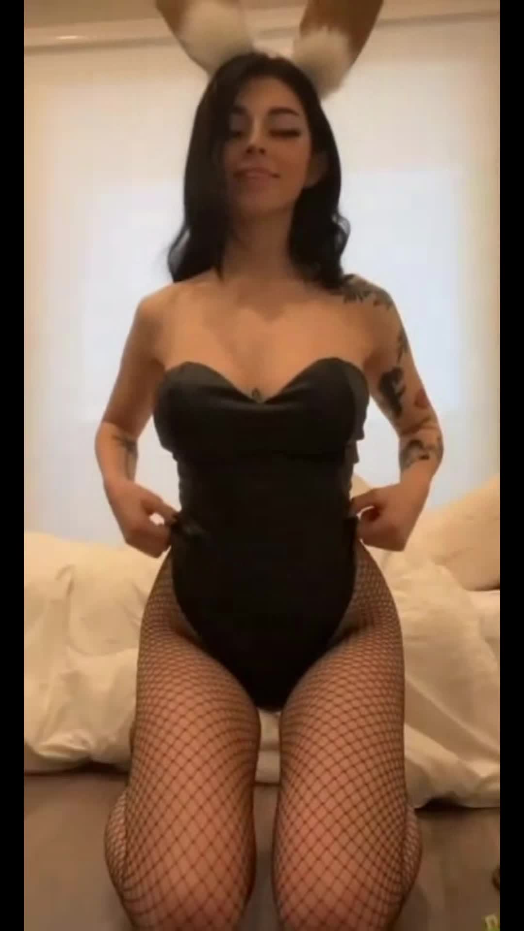 Noemie Lili cosplay bunny teasing with Erotic body